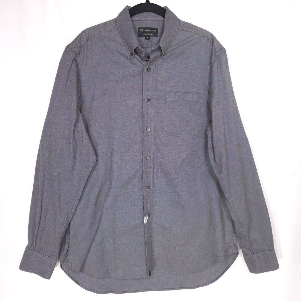 ALLEN EDMONDS HANDCRAFTED IN USA Gray Shirt IMPORTED FABRICS 100% Cotton Men’s L